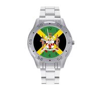 Flag of Jamaican Trendy Wrist Watches for Men Classic Business Stainless Steel Band Quartz Watch