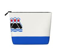 Flag of Kamchatka Peninsula Faux Linen Makeup Pouch-Lightweight Travel Case