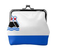 Flag of Kamchatka Peninsula Leather Kiss Lock Coin Purse-Small Mini Wallet for Women