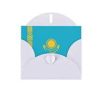 Flag of Kazakhstan Pearlescent Greeting Cards - Horizontal All Occasion Cards with Envelopes, Elegant Shimmer Card for Birthday, Christmas, Blank Inside