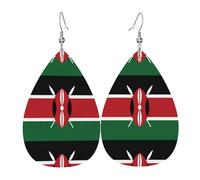Flag of Kenya Leather Earring Pairs Teardrop Faux Leather Earrings Set for Women Lightweight Leather Dangle Drop Earrings.
