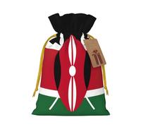 Flag Of Kenya Linen Drawstring Gift Bag Xmas Party Candy Bag Reusable Storage Pouches