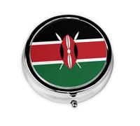 Flag of Kenya Mini Round Pill Box, can be Put into Wallet, Pocket, Light and Convenient, 3 Compartment Pill Box, Portable Pill Box,