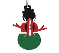 Flag of Kenya Patterns Wooden Ornaments - 6-Piece Set - Suitable for Decorating Christmas Trees, Doors, and Windows - Snowman Shape