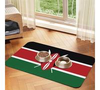 Flag of Kenya Pet Food Mat 17.2x11.81in Absorbent Non-Slip PU Leather Feeding Mat for Dogs Cats Rubber Bottom Fast Drying Rollable Pet Bowl Placemat