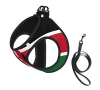 Flag Of Kenya Print Adjustable Dog Harness Collar And Leash Set, Reflective Breathable Lightweight Vest For Walking