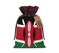 Flag Of Kenya Print Christmas Drawstring Gift Bags For Xmas Wrapping Festive Packaging Goodie Bags