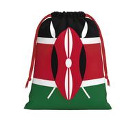 Flag of Kenya Print Drawstring Gift Bags For Christmas,Holiday Party Gift Wrapping Bag Assorted Sizes