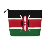 Flag of Kenya Print Single-Layer Cosmetic Pouch Fake Hemp Makeup Bag Coin Purse for Everyday Use Travel