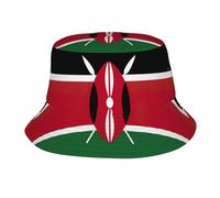 Flag of Kenya Print Women's Bucket Hats Foldable Bucket Hat Sun Hat for Beach Golf Fishing Vacation Unisex Black