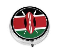 Flag of Kenya This Small, Round Pill Box is a Portable Travel Medicine Organizer with Three compartments for Storing Daily medications.