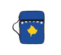 Flag Of Kosovo Print Book Protector Holder Case, Study Bible Carrying Case With Multiple Internal Compartments