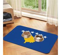 Flag of Kosovo print Cats Pet Bowl Placemat Pet Feeding Mats for Dogs, Non-Slip PU Leather Tablecloth for Pets