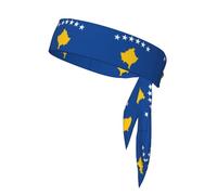 Flag of Kosovo Print Head Tie Headbands Athletic Sweatbands for Men Women Head Tie Sport Bandana for Yoga Gym