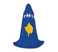 Flag Of Kosovo Print Long Cape With Hood,Vampire And Halloween Costumes,Perfect For Role Play And Parties