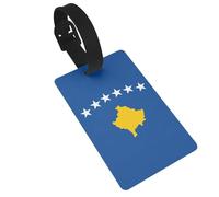 Flag of Kosovo Print Luggage Tags with Detachable Wristband, Travel Bag Tags, Easy to Identify