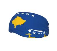 Flag Of Kosovo Sports Headbands Moisture Wicking Athletic Terry Cloth Sweatband Sweat Absorbing Head Band