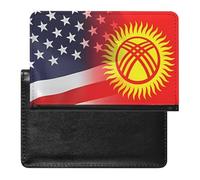 Flag of Kyrgyzstan and U.S. Passport Holder Cover Slim Wallet with ID Card Slot Case Protector for Women Men