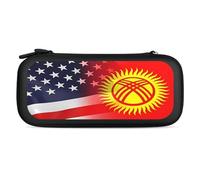 Flag of Kyrgyzstan and U.S. Storage Bag Compatible with Switch Portable Carrying Case Protector Bags with 15 Games Accessories