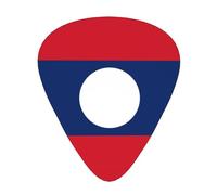 Flag of Laos Guitar picks 12 pieces, ABS material, smooth edges, comfortable feel, 3 optional thicknesses