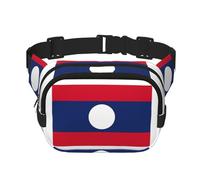 Flag of Laos Print Waist Pack Square Waist Bag Workout Hiking Running Travel Gym Pretty Zipper Fashion