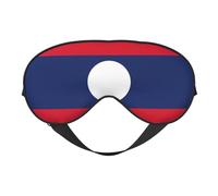 Flag of Laos Printing Soft Eye Mask,Double-Sided Soft Eye Cover for Sleep,Travel,Yoga, Adjustable Strap, Blocks Light