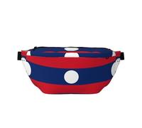 Flag of Laos Prints Adjustable running waist bag crossbody bag lightweight and comfortable suitable for fitness jogging travel