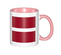 Flag of Latvia Coffee Mugs Set Double Color Ceramic Cups 11oz Flat Bottom Stoneware Pink Print Mugs Personalized Gift