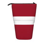 Flag of Latvia Expandable Stand Pencil Pouch, Multi-Design Oxford Fabric, Adjustable Height, Multi-Use Cosmetic Bag