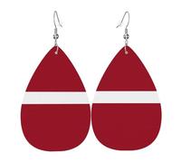 Flag of Latvia Leather Earring Pairs Teardrop Faux Leather Earrings Set for Women Lightweight Leather Dangle Drop Earrings.
