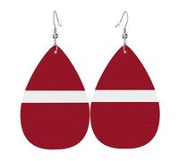 Flag of Latvia Patterned Drop Earrings - Lightweight Drop Earrings Perfect for Christmas or Valentine's Day Gifts