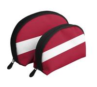 Flag of Latvia Portable Bags Clutch Pouch.2-Piece Makeup Bag Set, Large & Small Travel Cosmetic Pouches