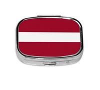 Flag of Latvia Square Pill Box Lightweight and Portable, with 2 Plastic Inserts, Suitable for Carrying in Pockets or Wallets.