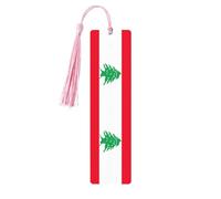 Flag of Lebanon 5 Pc Artistic Bookmark Set for Women, Tassel Wooden Bookmarks Study Supplies