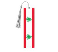 Flag of Lebanon 5 Pc Artistic Bookmark Set for Women, Tassel Wooden Bookmarks Study Supplies
