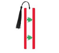 Flag of Lebanon 5 Pc Artistic Bookmark Set for Women, Tassel Wooden Bookmarks Study Supplies