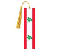 Flag of Lebanon 5 Pc Artistic Bookmark Set for Women, Tassel Wooden Bookmarks Study Supplies