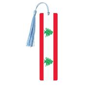 Flag of Lebanon 5 Pc Artistic Bookmark Set for Women, Tassel Wooden Bookmarks Study Supplies