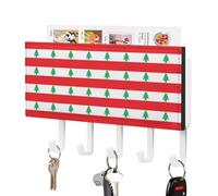 Flag of Lebanon Key Holder with 5 Hooks Organizer PU Wall Mount Decorative Key Rack for Entryway Bathroom Office