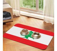 Flag of Lebanon Pet Absorbent Leather Tablecloth 30x45cm with Non-Slip Rubber Base for Cats and Dogs