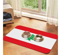 Flag of Lebanon Pet Feeding Mat Dog Cat Eating Food Absorbent Leather Tablecloth for and Water Bowl Waterproof No Stains Quick Dry Non-Slip 17.72 * 11.8IN