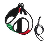 Flag Of Lebanon Print Small Dog Harness And Leash Set, Adjustable Soft Vest With 360° Reflective Straps For Cats Puppy