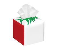 Flag of Lebanon Print Tissue Box Cover - Square Leather Holder Organizer, for Kitchen, Living Room, Office Decor