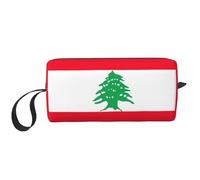 Flag of Lebanon print Travel Toiletry Pouch, Pencil Bag Canvas Makeup Bag, Multi-Purpose Cosmetic Bag with Zipper, White, One Size