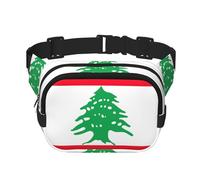 Flag of Lebanon print Womens Fanny Pack Everyday Hip Pouch Waist Bag for Travel Outdoor Running Hunting for Adult, Black, One Size