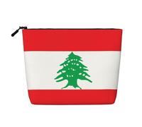 Flag of Lebanon Printed Fake Hemp Makeup Bag – Travel Toiletry Organizer, Daily Storage, Business Trip Essential