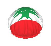 Flag of Lebanon Printed shower cap, reusable, double-layered design, suitable for women to wrap their hair, wash their face, and apply face masks.