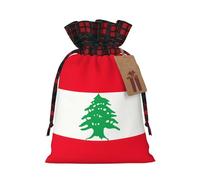 Flag Of Lebanon Printing Color Matching Plaid Christmas Bag With Drawstring For Christmas Birthdays Party,4.7x6.9 Inch