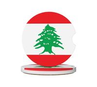 Flag of Lebanon Prints Ceramic car coasters (2-pack) absorb moisture, are non-slip and easy to clean for cars, trucks, and boats.