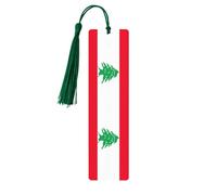 Flag of Lebanon Tassel Bookmarks for Women, 5 Pc Wooden Study Supplies Book Accessories Set